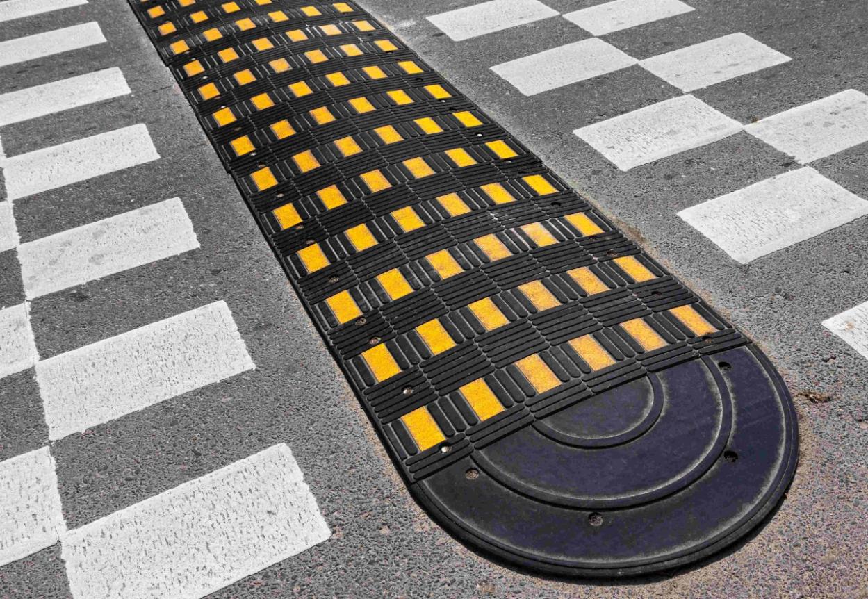 Road speed bump closeup